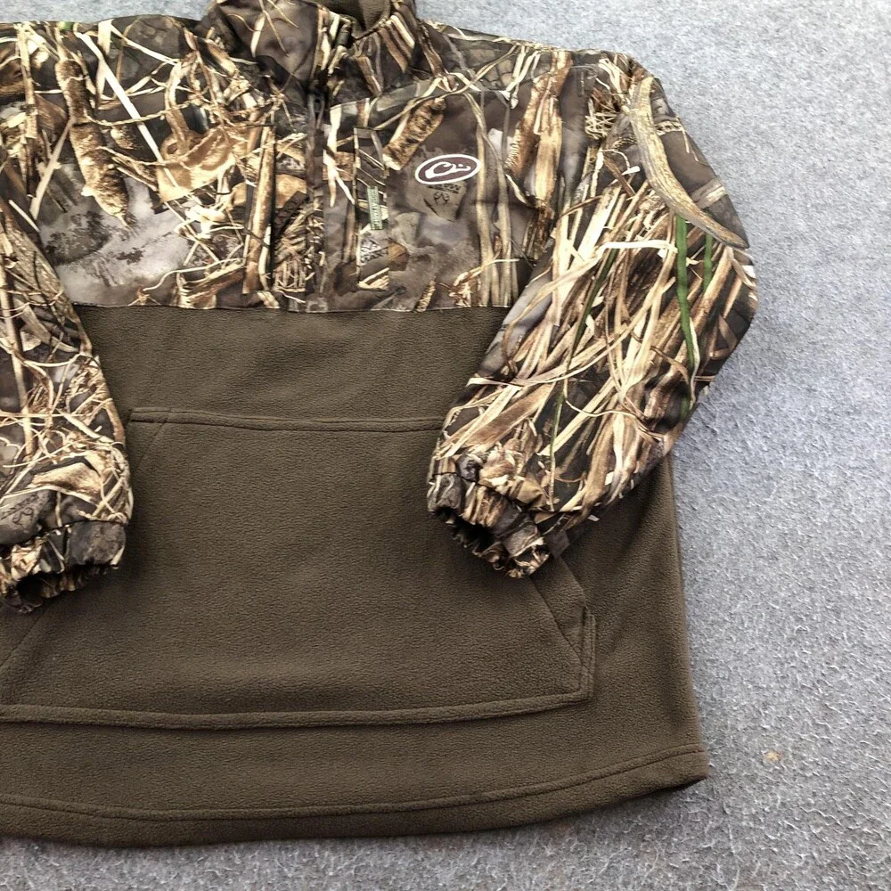 Drake Jacket Youth 14 Brown Camo Fleece 1/4 Zip Anorak Pullover Hunting